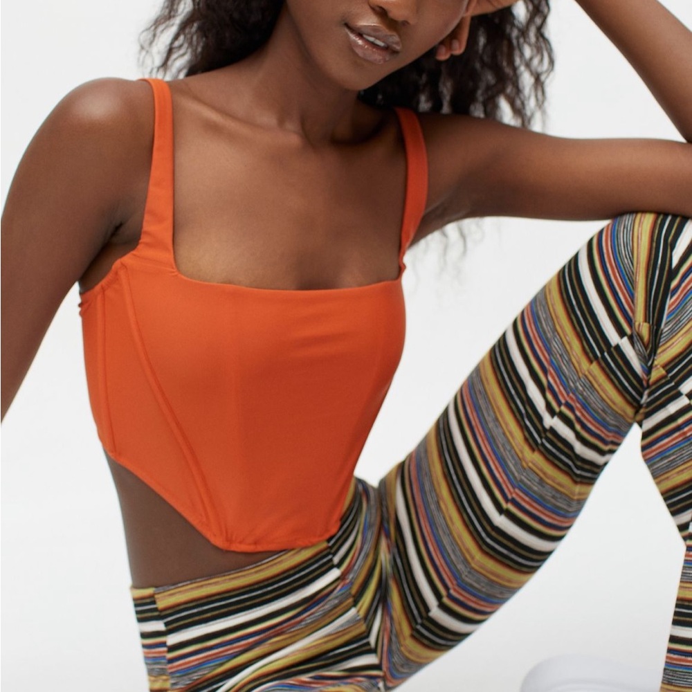 Urban Outfitters Orange Cropped Corset Top